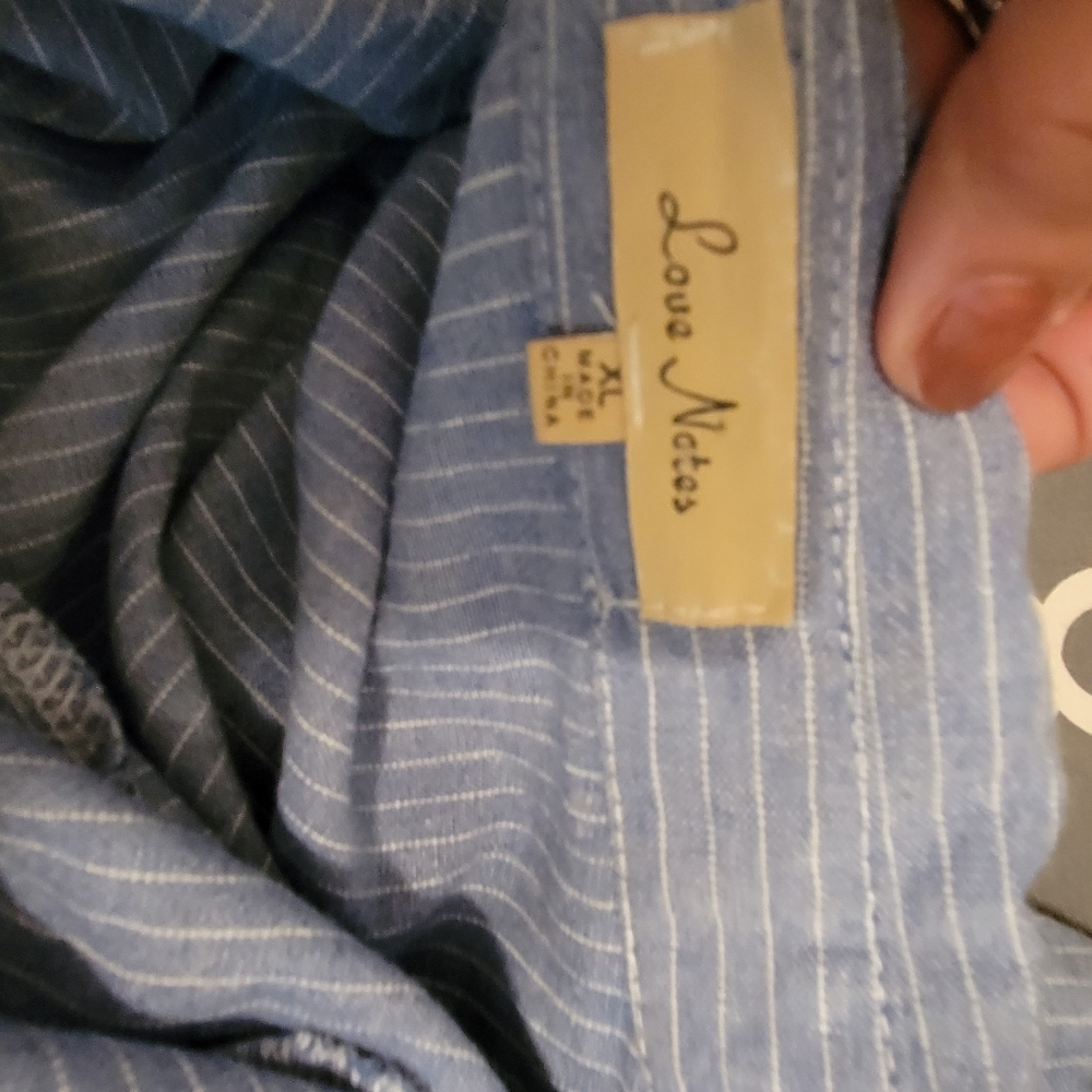 Love Notes Collared Stripes Button Down Peplum To… - image 2